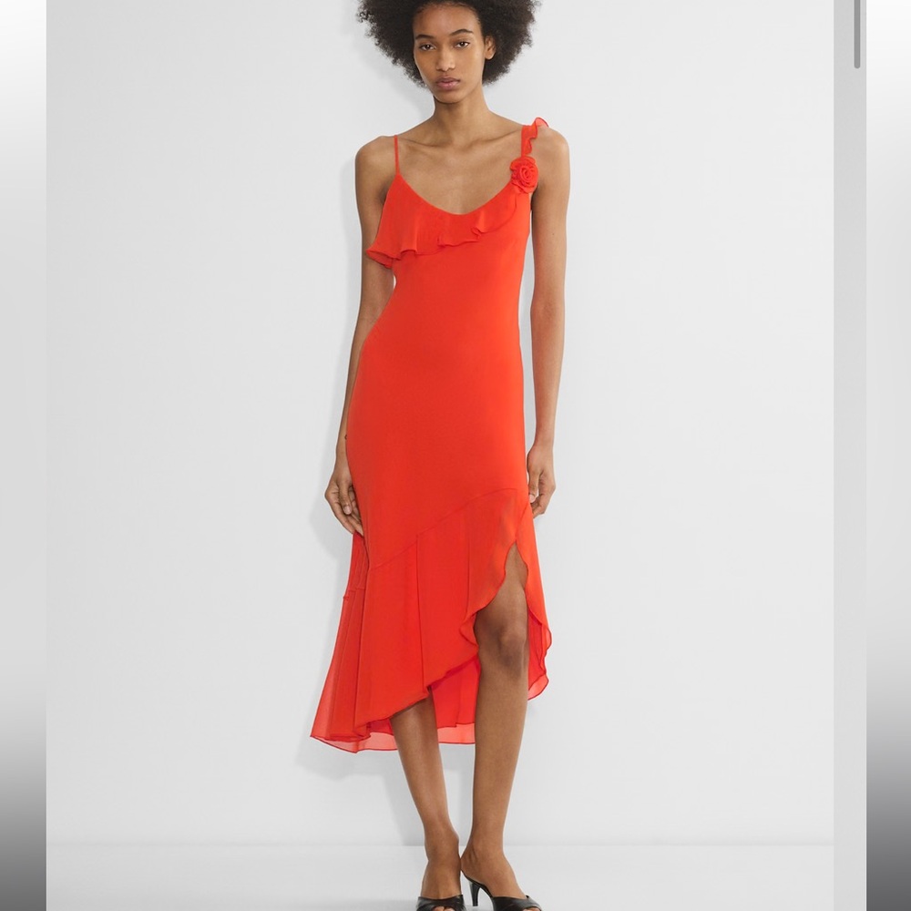 Aritzia Midi Ruffle Dress, XXS, like new💋